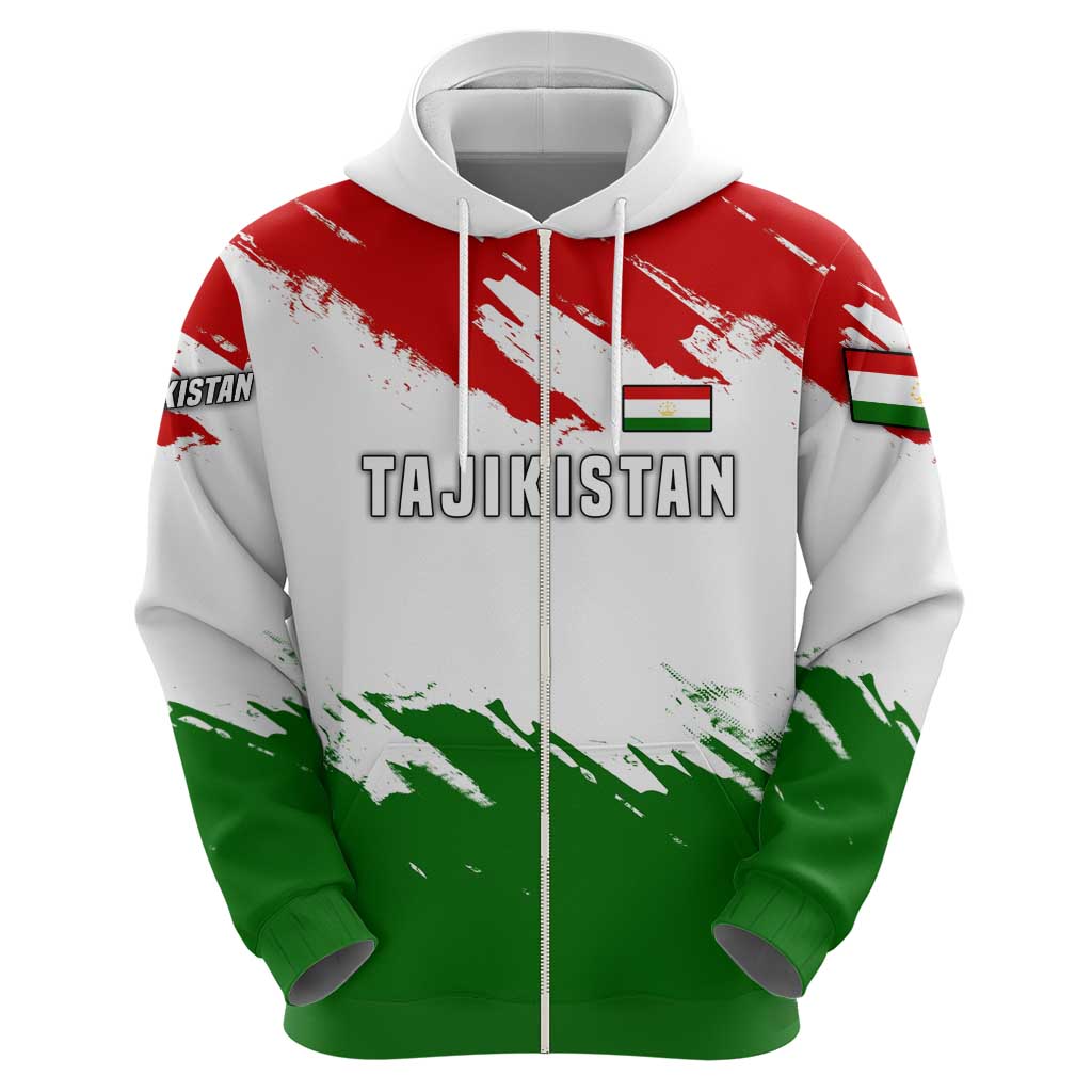 Tajikistan Hoodie Markhor with Red Green White Brushstroke Flag with Mountain Goat Design