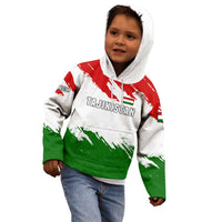 Tajikistan Kid Hoodie Markhor with Red Green White Brushstroke Flag with Mountain Goat Design