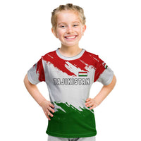Tajikistan Kid T Shirt Markhor with Red Green White Brushstroke Flag with Mountain Goat Design