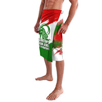 Tajikistan Lavalava Markhor with Red Green White Brushstroke Flag with Mountain Goat Design