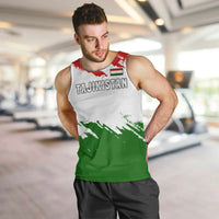 Tajikistan Men Tank Top Markhor with Red Green White Brushstroke Flag with Mountain Goat Design