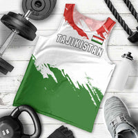 Tajikistan Men Tank Top Markhor with Red Green White Brushstroke Flag with Mountain Goat Design