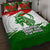 Tajikistan Quilt Bed Set Markhor with Red Green White Brushstroke Flag with Mountain Goat Design