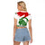 Tajikistan Raglan Cropped T Shirt Markhor with Red Green White Brushstroke Flag with Mountain Goat Design