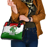 Tajikistan Shoulder Handbag Markhor with Red Green White Brushstroke Flag with Mountain Goat Design
