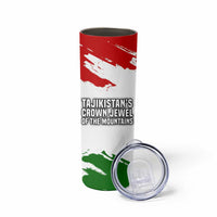 Tajikistan Skinny Tumbler Markhor with Red Green White Brushstroke Flag with Mountain Goat Design