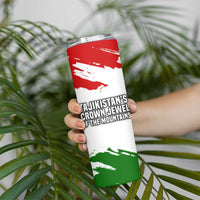 Tajikistan Skinny Tumbler Markhor with Red Green White Brushstroke Flag with Mountain Goat Design