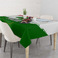Tajikistan Tablecloth Markhor with Red Green White Brushstroke Flag with Mountain Goat Design