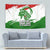 Tajikistan Tapestry Markhor with Red Green White Brushstroke Flag with Mountain Goat Design