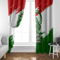 Tajikistan Window Curtain Markhor with Red Green White Brushstroke Flag with Mountain Goat Design