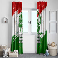 Tajikistan Window Curtain Markhor with Red Green White Brushstroke Flag with Mountain Goat Design