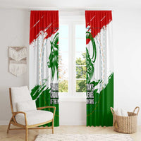 Tajikistan Window Curtain Markhor with Red Green White Brushstroke Flag with Mountain Goat Design