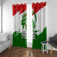 Tajikistan Window Curtain Markhor with Red Green White Brushstroke Flag with Mountain Goat Design
