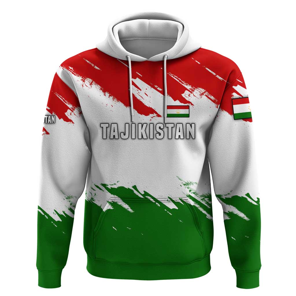 Tajikistan Zip Hoodie Markhor with Red Green White Brushstroke Flag with Mountain Goat Design