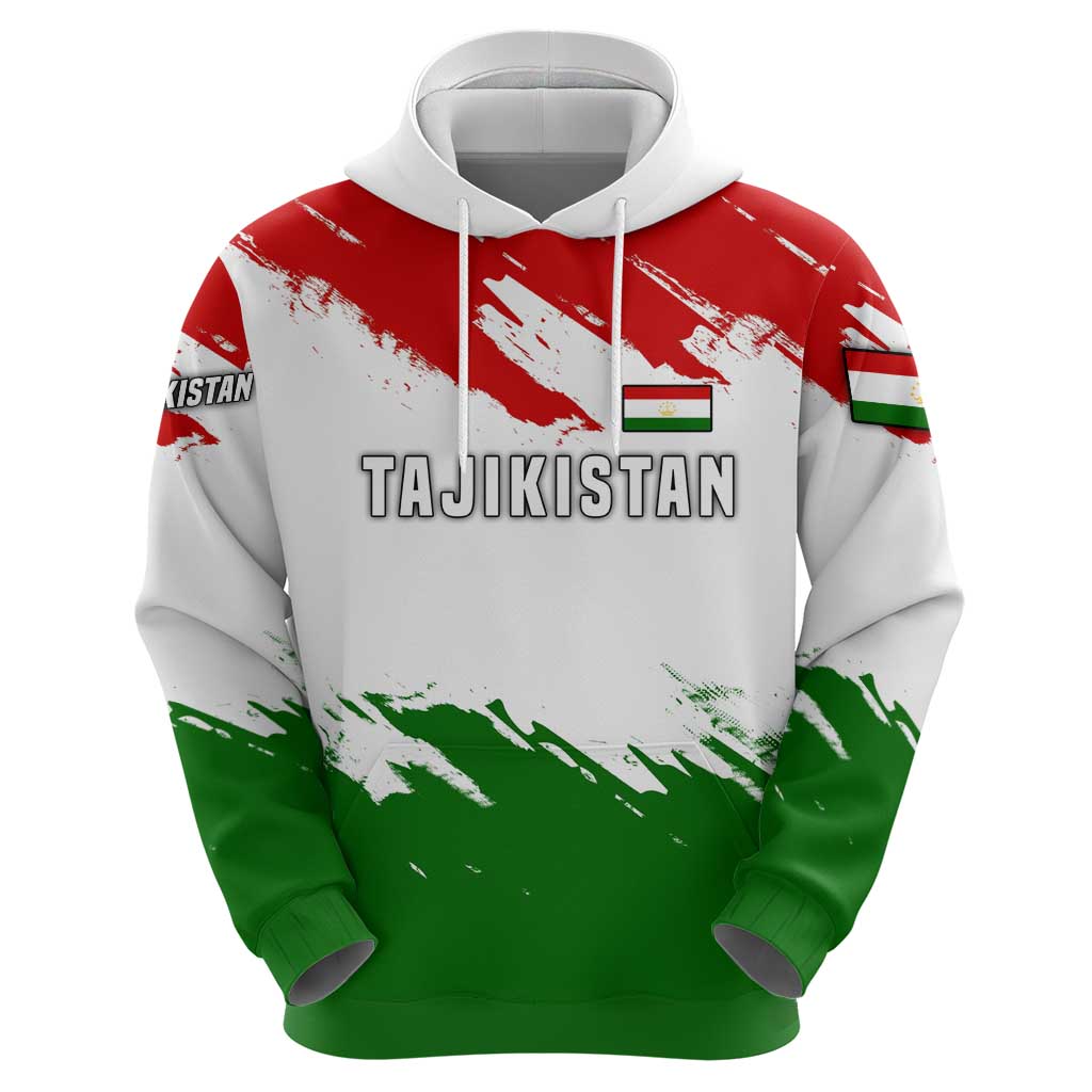 Tajikistan Zip Hoodie Markhor with Red Green White Brushstroke Flag with Mountain Goat Design
