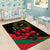 Tajikistan Area Rug Tulip with Red Floral Butterfly with Black Gold Folk Pattern