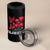 Tajikistan 4 in 1 Can Cooler Tumbler Tulip with Red Floral Butterfly with Black Gold Folk Pattern