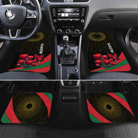 Tajikistan Car Mats Tulip with Red Floral Butterfly with Black Gold Folk Pattern