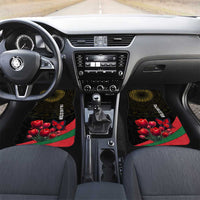 Tajikistan Car Mats Tulip with Red Floral Butterfly with Black Gold Folk Pattern