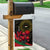Tajikistan Garden Flag Tulip with Red Floral Butterfly with Black Gold Folk Pattern