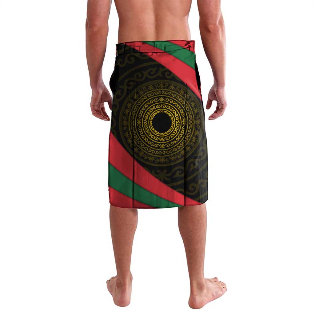 Tajikistan Lavalava Tulip with Red Floral Butterfly with Black Gold Folk Pattern