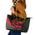 Tajikistan Leather Tote Bag Tulip with Red Floral Butterfly with Black Gold Folk Pattern