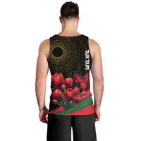 Tajikistan Men Tank Top Tulip with Red Floral Butterfly with Black Gold Folk Pattern