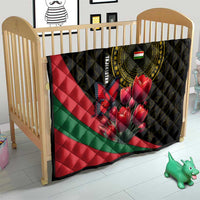 Tajikistan Quilt Tulip with Red Floral Butterfly with Black Gold Folk Pattern