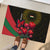 Tajikistan Rubber Doormat Tulip with Red Floral Butterfly with Black Gold Folk Pattern