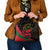 Tajikistan Shoulder Handbag Tulip with Red Floral Butterfly with Black Gold Folk Pattern