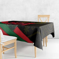 Tajikistan Tablecloth Tulip with Red Floral Butterfly with Black Gold Folk Pattern