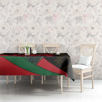 Tajikistan Tablecloth Tulip with Red Floral Butterfly with Black Gold Folk Pattern