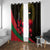 Tajikistan Window Curtain Tulip with Red Floral Butterfly with Black Gold Folk Pattern