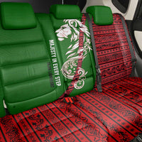 Tajikistan Green Lion Back Car Seat Cover with Red Folk Pattern with Majestic Script