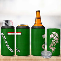 Tajikistan Green Lion 4 in 1 Can Cooler Tumbler with Red Folk Pattern with Majestic Script