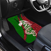 Tajikistan Green Lion Car Mats with Red Folk Pattern with Majestic Script