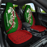 Tajikistan Green Lion Car Seat Cover with Red Folk Pattern with Majestic Script