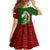 Tajikistan Green Lion Family Matching Off The Shoulder Long Sleeve Dress and Hawaiian Shirt with Red Folk Pattern with Majestic Script