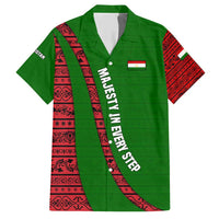 Tajikistan Green Lion Family Matching Short Sleeve Bodycon Dress and Hawaiian Shirt with Red Folk Pattern with Majestic Script
