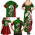 Tajikistan Green Lion Family Matching Summer Maxi Dress and Hawaiian Shirt with Red Folk Pattern with Majestic Script