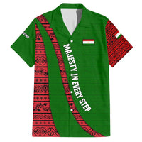 Tajikistan Green Lion Family Matching Tank Maxi Dress and Hawaiian Shirt with Red Folk Pattern with Majestic Script