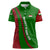 Tajikistan Green Lion Women Polo Shirt with Red Folk Pattern with Majestic Script