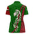 Tajikistan Green Lion Women Polo Shirt with Red Folk Pattern with Majestic Script
