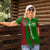 Tajikistan Green Lion Women Polo Shirt with Red Folk Pattern with Majestic Script