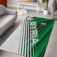 Modern Syria Flag Area Rug with Green and Black Diagonal Stripe Design