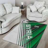Modern Syria Flag Area Rug with Green and Black Diagonal Stripe Design