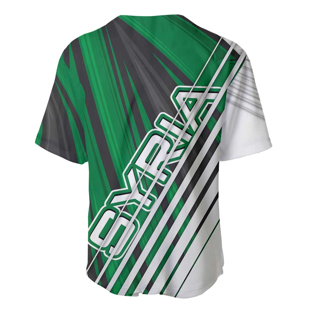 Modern Syria Flag Baseball Jersey with Green and Black Diagonal Stripe Design