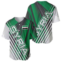 Modern Syria Flag Baseball Jersey with Green and Black Diagonal Stripe Design
