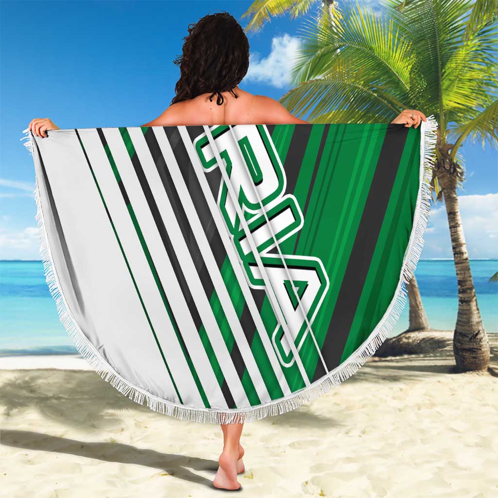 Modern Syria Flag Beach Blanket with Green and Black Diagonal Stripe Design