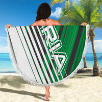 Modern Syria Flag Beach Blanket with Green and Black Diagonal Stripe Design